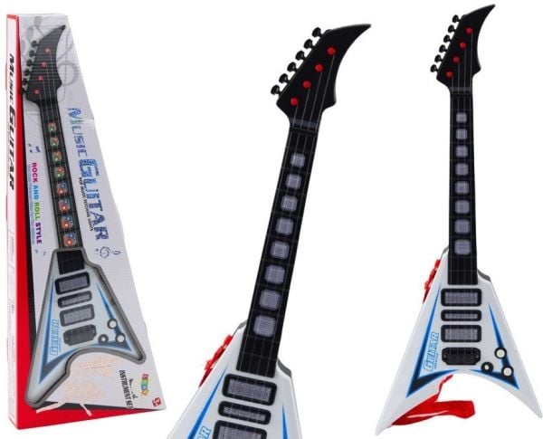 LeanToys elektrisk gitarr för barn med ljus och melodier - vit