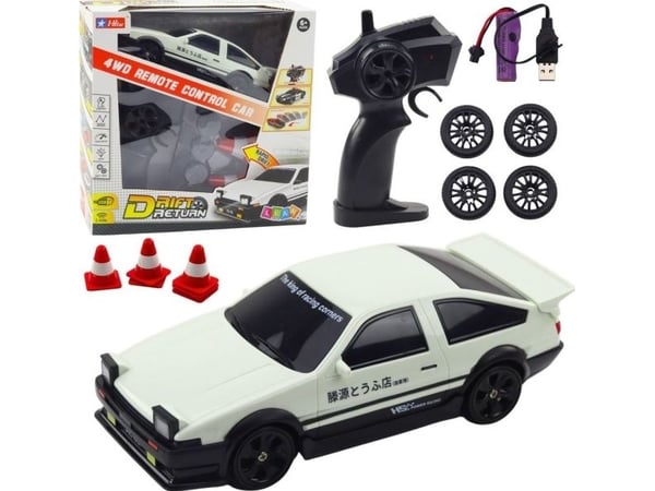 Driftbil – utskiftbare hjul, fjernstyrt RC 4WD, hvit Driftbil – utskiftbare hjul, fjernstyrt RC 4WD, hvit