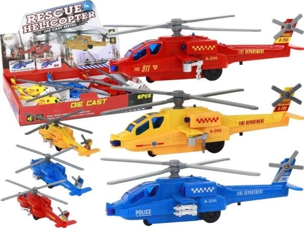LeanToys Alumiininen helikopteri Pelastushelikopteri, jossa on propulsio Mix Sound Valot
