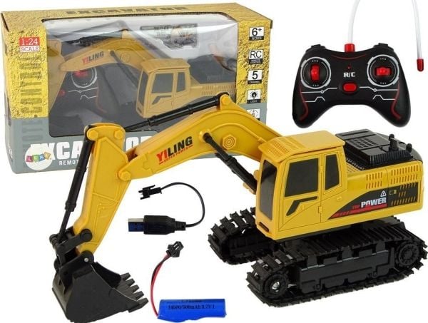 LeanToys Ajoneuvo Kaivinkone R/C 1:24 Keltainen LEAN Lelut