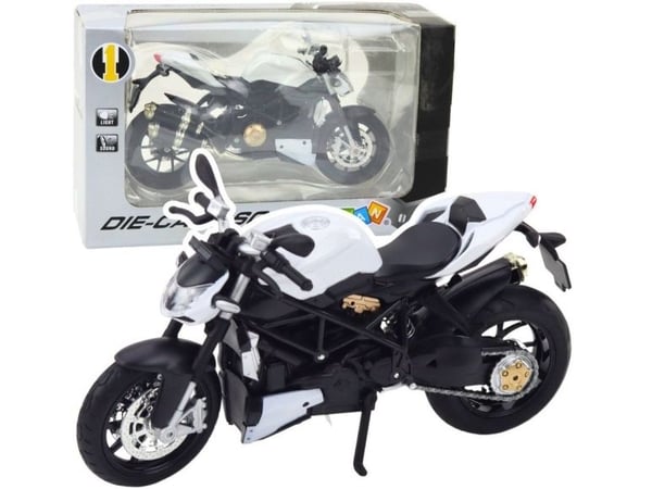 LeanToys motorsykkel sport metall med lys og lyd, hvit, 1:12