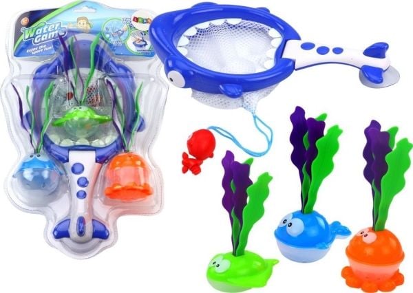 LeanToys Kylpyläleluja kori 2in1 Hai kala levän kanssa