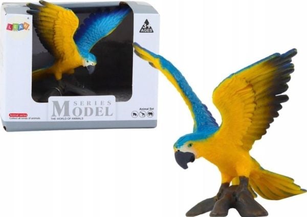 LeanToys Papegoja Ara Ararauna figur 7 cm Blå och gul