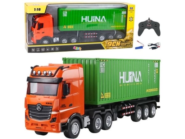 HUINA lastbil med container RC, fjärrstyrd 1:18 grön