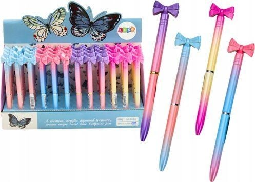 LeanToys kulepenn med sløyfe, fargerik blå, refill 0,7 mm, mix