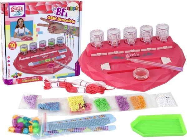 LeanToys sett for å lage armbånd med diamanter/hjerte (klistre)