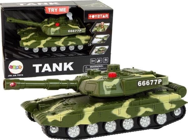 LeanToys militærtank friksjonsdrevet med lyd og lys LeanToys militærtank friksjonsdrevet med lyd og lys