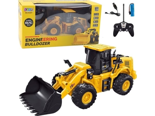 LeanToys Gravemaskin Bulldoser RC 27MHz 6CH fjernkontroll Gul