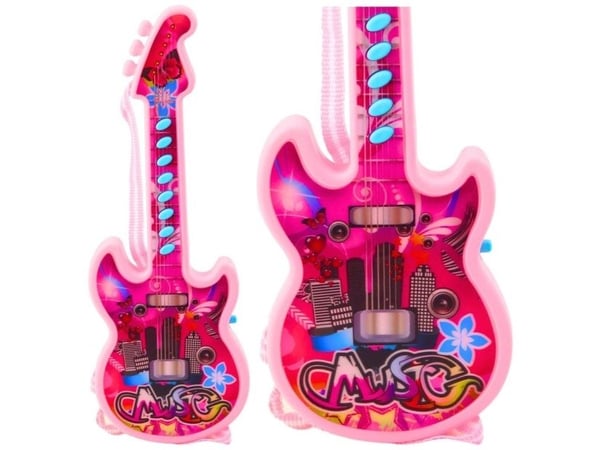 LeanToys elektrisk lekgitarr för barn melodier solmisation - rosa