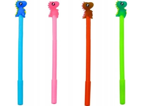 LeanToys kulspetspenna med dinosaurie - med lock - svart/blandad - 0,5 mm