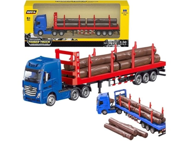Huina tømmertransport lastebil i metall | 1:50 rød