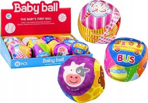 LeanToys Pehmeä helistin pallo Värilliset eläimet Hedelmät MIX 10cm
