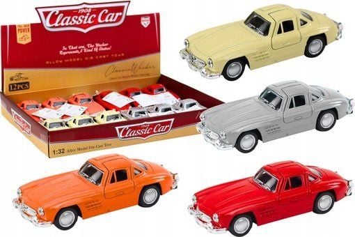 LeanToys klassisk bil 1:32 i metall med åpnebare dører (motor/"naped")