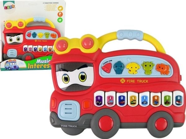 LeanToys interaktivt piano brannmann lyder dyrelyder kjøretøy melodier rød