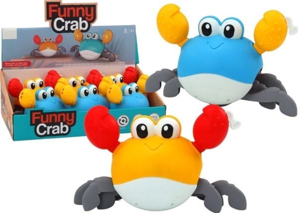 LeanToys badeleketøy krabbe som ruller/svømmer blå/gul