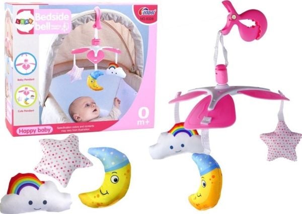 LeanToys karusell til sprinkelseng, klips Himmel Rosa