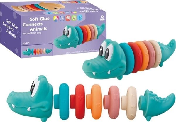 LeanToys Pedagogisk sett for baby Myk pyramide krokodille
