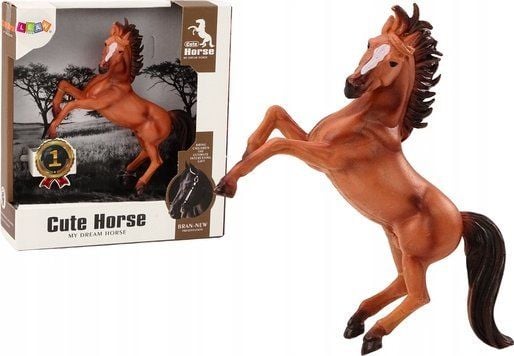 Figur LeanToys - hest, brun, stående i stall, cute horse