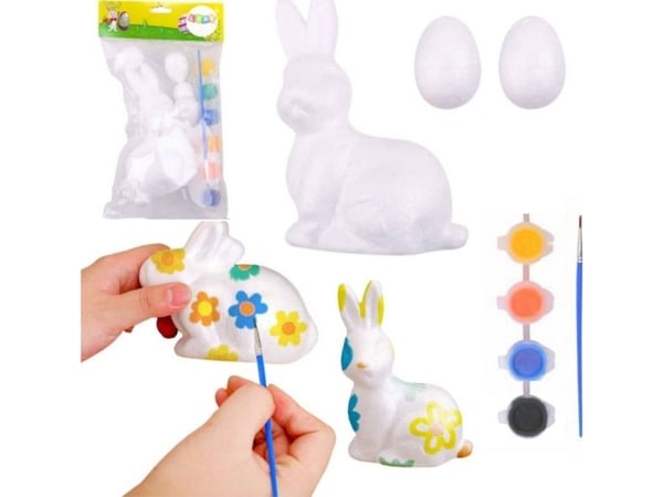 LeanToys maler-ssett for polystyrenpynt, kanin, 2 egg, maling LEAN TOYS