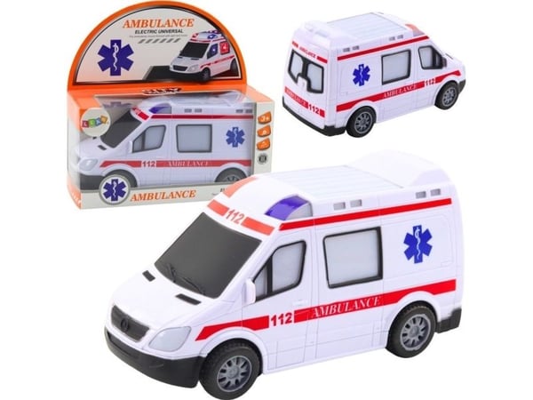 LeanToys Ambulanse-karetka på batteri med lys og lyder hvit