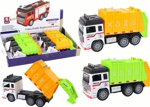 LeanToys bil søppelbil med tilhenger 2 farger