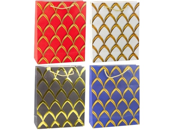Lean gavepose i elegant gullpynt 32 x 26 x 12 cm