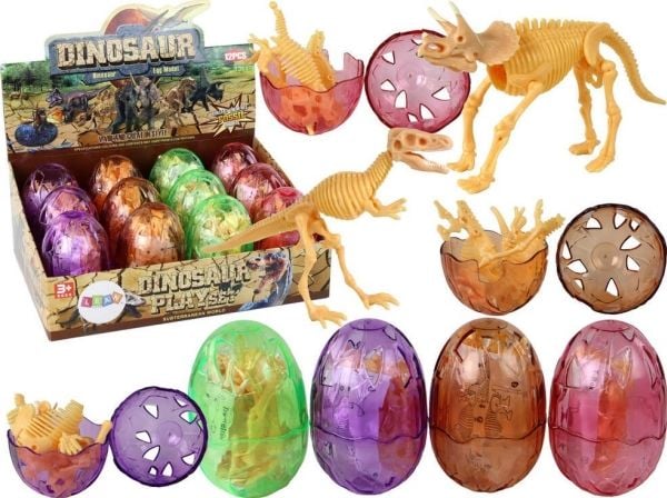 LeanToys åpningsbart dinosaur-egg figur gul 4 farger 9 cm
