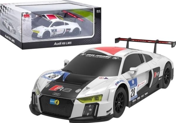 Rastar bil R/C 1:24 fjernstyrt sportsbil Audi R8 LMS hvit/svart