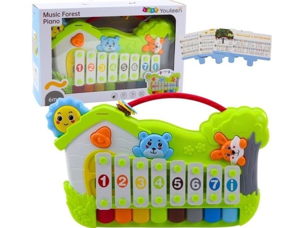 LeanToys musikalsk mini-klokkespill i skog med noter 5 stk.