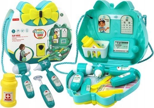 LeanToys lekesett lege doktor i pose på snor turkis