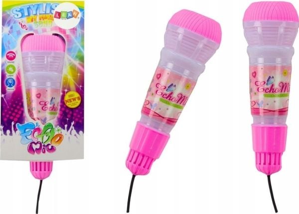 LeanToys barnmikrofon med eko-ljus, rosa LeanToys barnmikrofon med eko-ljus, rosa