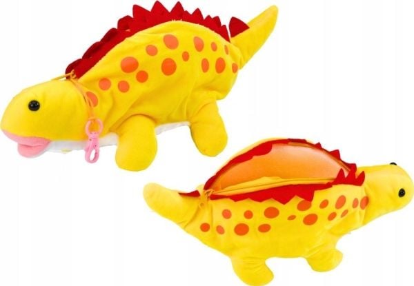 LeanToys plysjdinosaur pennal oppbevaringsrom hengende gul