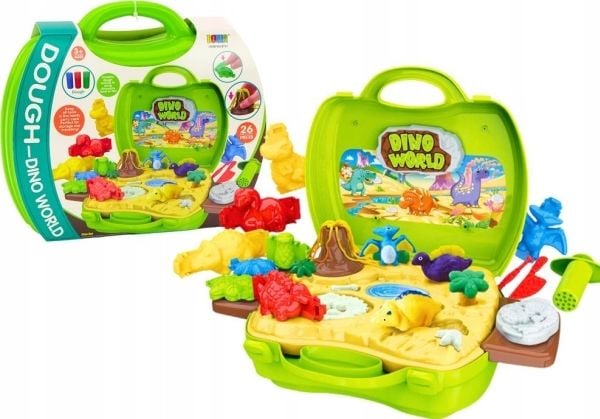 LeanToys Ciastolina Dinosauruksen maailma kotelossa Muotit Työkalut Vihreä