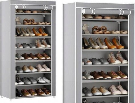 LeanToys Stojak 8-Poziomowy Na Buty Organizer Szafa Siwa LEAN Leker