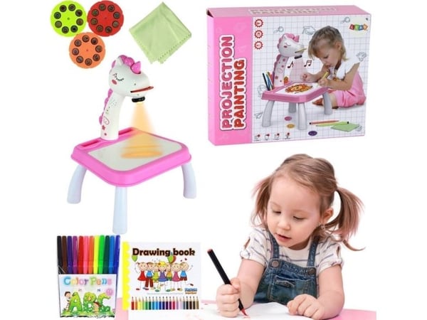 LeanToys projektor för att rita enhörning pennor med insatser (rosa)