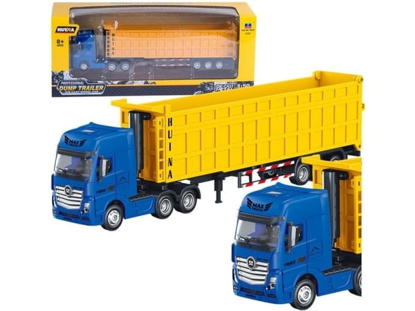 Kuorma-auto puoliperävaunun kanssa Metalli keltainen Huina 1:50