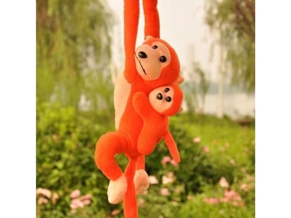 LeanToys Plush Baby Orange Apina maskotti äänellä 70 cm LeanToys Plush Baby Orange Apina maskotti äänellä 70 cm