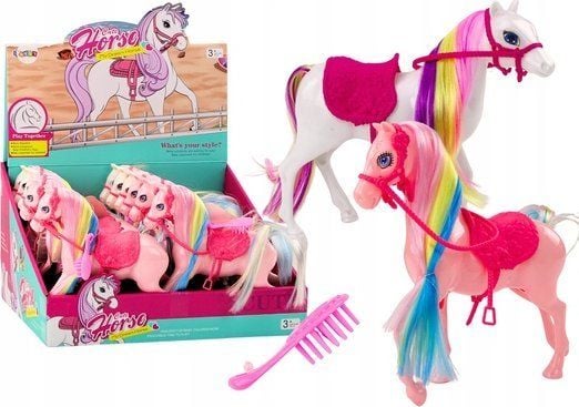 LeanToys figur: Kon, fargerik sopp, rosa sal, børste-farm, hvit/rosa