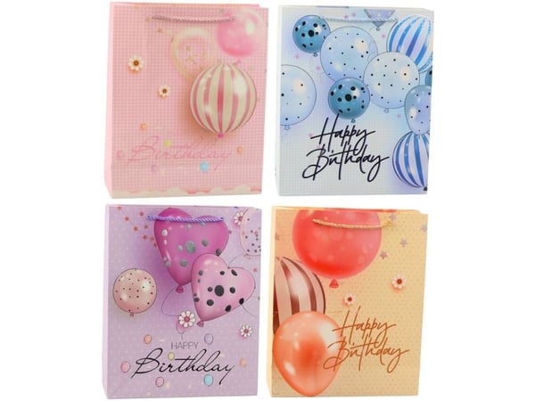 Bursdagsgavepose Happy Birthday Ballonger 32 x 26 x 12 cm