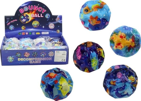 LeanToys sprettball som lyser med fordypninger havdyr 7 cm