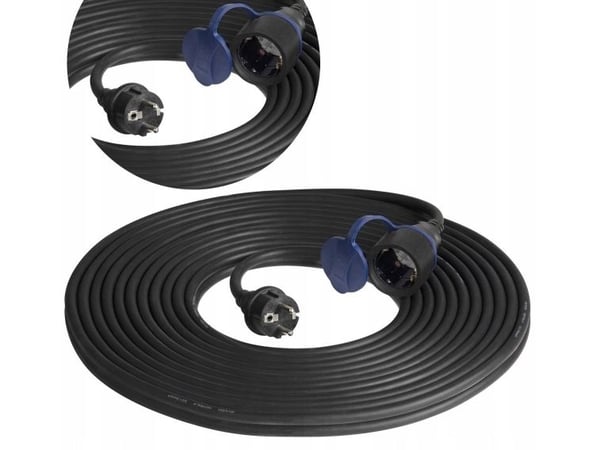 Orno förlängningssladd för verkstad, stänkskyddad IP44, 1x2P+Z, 20 m, gummikabel oljebeständig H07RN-F 3x1,5 mm, 230 VAC/16 A, schuko