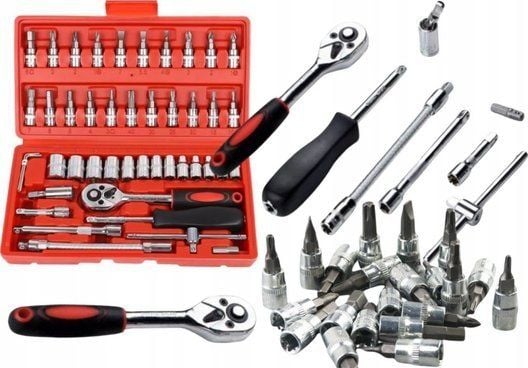 LeanToys pipenøkkelsett 1/4" - 46 deler i koffert