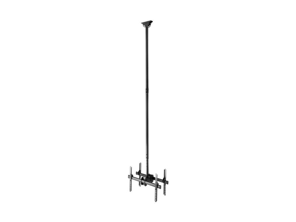 DELTACO Office - Monteringssett (takmontering) - rygg-mot-rygg, teleskopisk - for 2 LCD/plasma-paneler - 45 kg (x2), 2500-3000 mm - svart - skjerms...