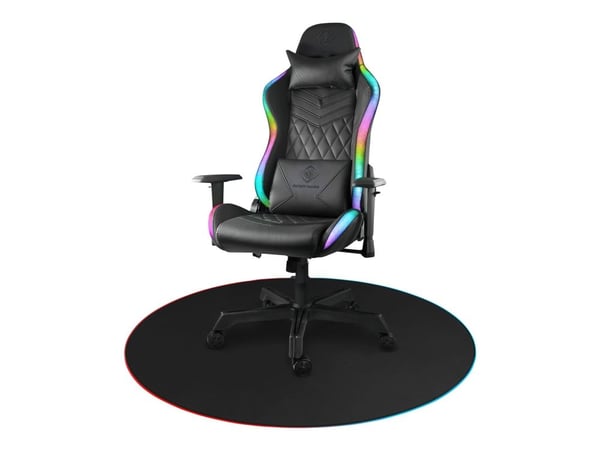 DELTACO Gaming DFP430 RGB - Gulvmatte - rund - 110 cm diameter - svart