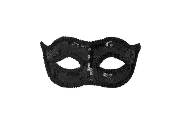 Halvmask med svarta paljetter