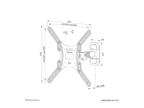 Neomounts WL40-540BL14 - Monteringssats (VESA-platta, väggplatta, dekorativt skydd, fästadapter, kabelskydd) - för LCD-display