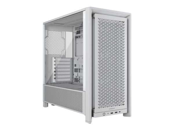 CORSAIR FRAME 4000D RS - Midi-torn spel - utökad ATX - genomskinlig sidopanel (härdat glas) - ingen strömförsörjning (ATX) - vit - USB/ljud