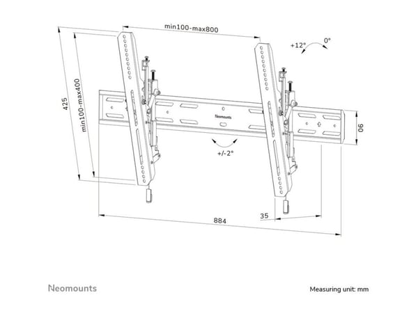 Neomounts WL35S-850BL18 - Monteringssett (veggplate, brakettadapter) - for LCD-skjerm - låsbar
