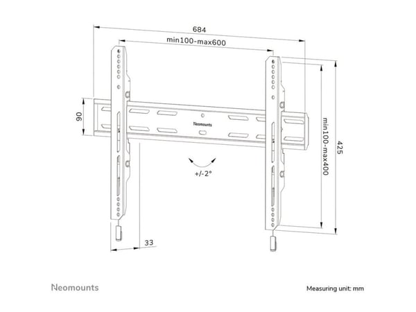 Neomounts WL30S-850BL16 - Monteringssett (veggplate, brakettadapter) - for LCD-skjerm - låsbar