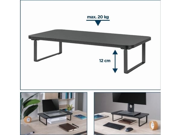 Gembird MS-TABLE-03 - Stativ - rectangle - for skjerm / notebook - plastikk, stål, sponplate - svart - skrivebord
